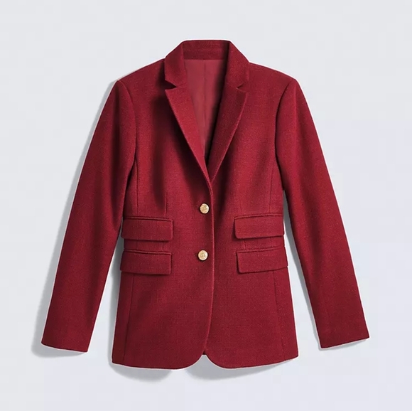 Ann Taylor The Greenwich Blazer in Cherry Pie Cool Red 14 - Picture 3 of 5